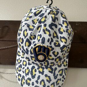 NEW NEVER WORN '47 Milwaukee BREWERS Blue/Yellow Cheetah Print Baseball Cap!